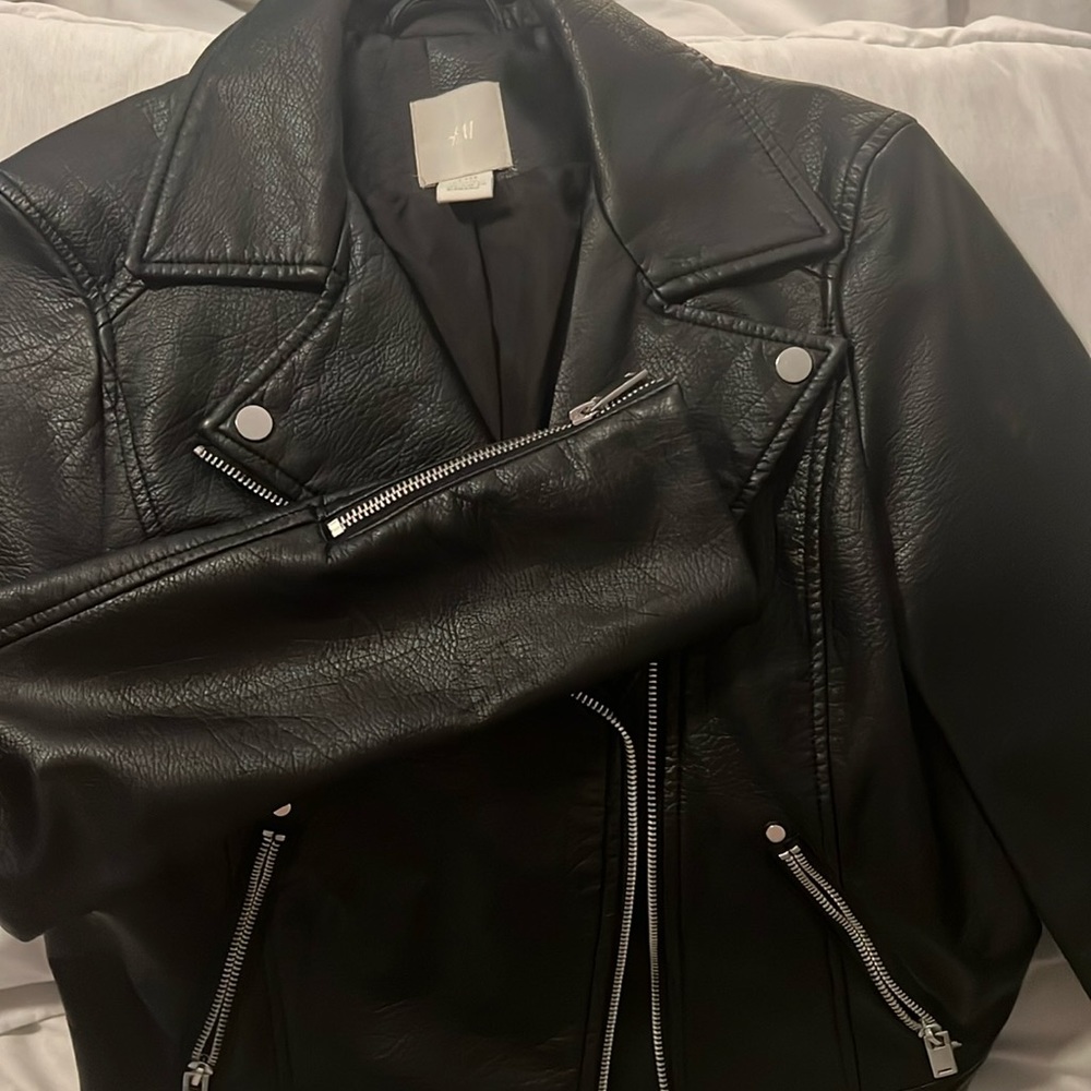 Faux leather moto jacket